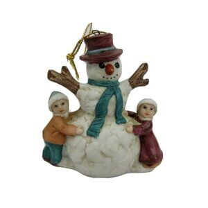Vintage Russ "A Victorian Christmas" Porcelain Snowman with Children Item# 9700